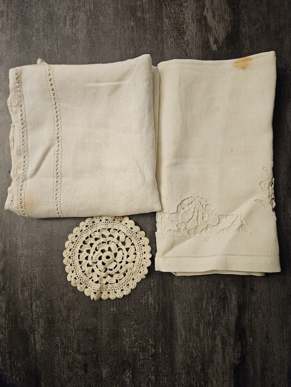 3pc Vintage Linen & Lace Bundle